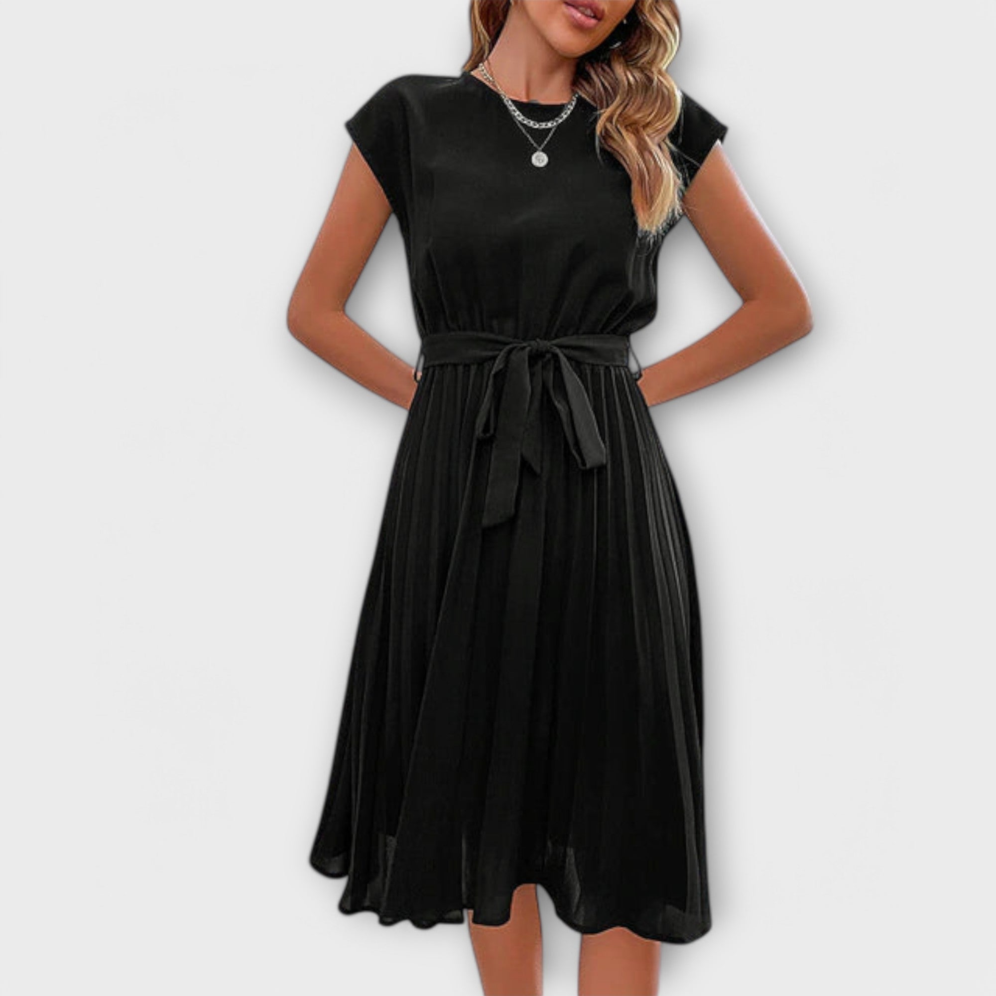 Claire - Short sleeves, pleated, casual mini dress