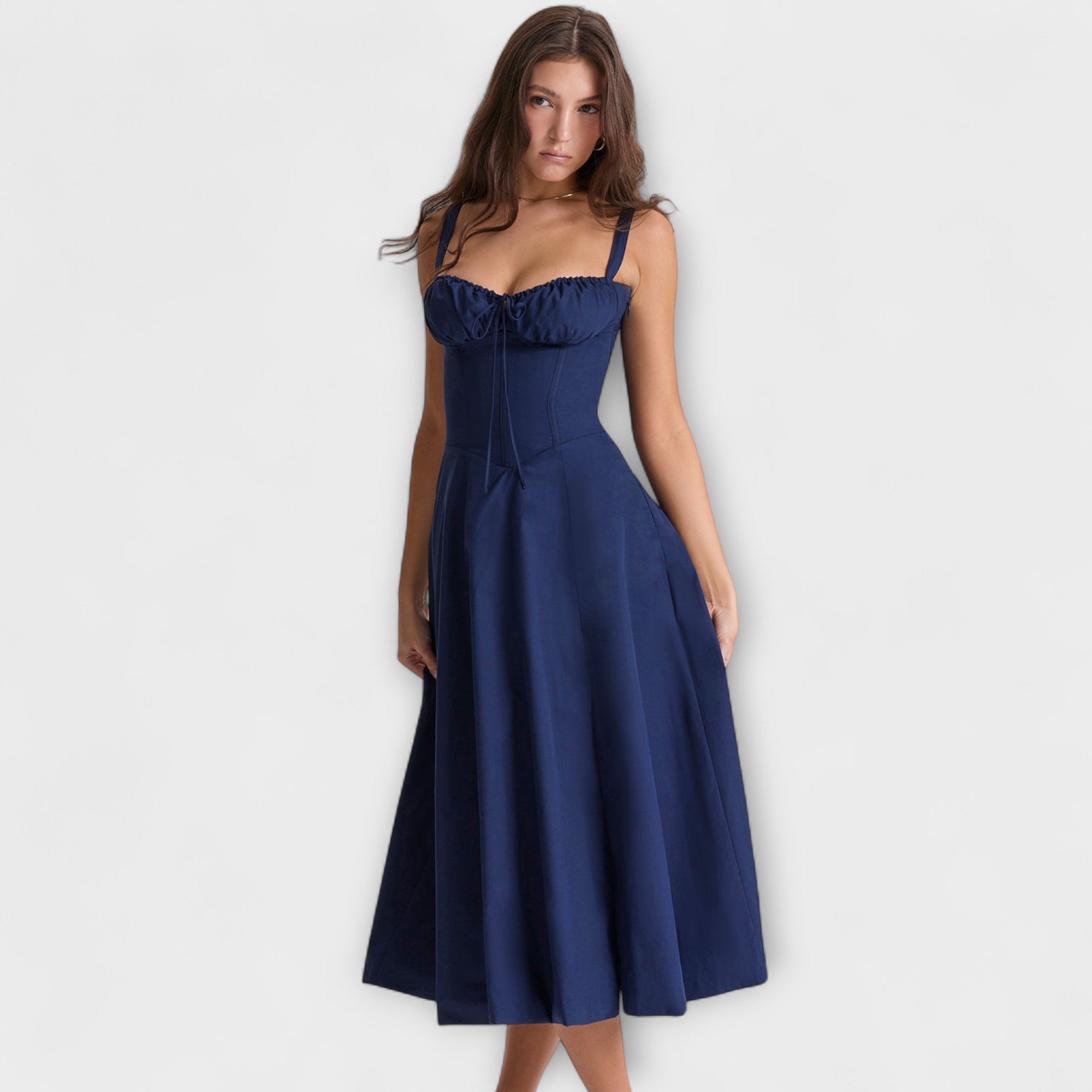 Zipporas - Fitted bustier dress with a modern spring floral print